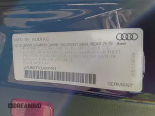 2020 Audi A5 Sportback Premium Plus with VIN WAUBNCF50LA004494, listed as a IAAI auction lot 42003551 with 32,595 mi miles. Bid and sale history available at carsss.com. Image 9.