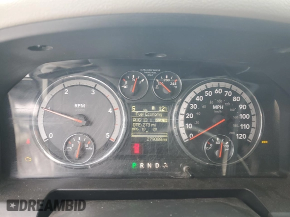 2012 Ram 2500 SLT with VIN 3C6UD5JL1CG133398, listed as a Copart auction lot 88630465 with 279,088 mi miles and Salvage title. Bid and sale history available at DreamBid. Image 9.