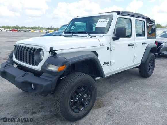 2024 Jeep Wrangler Sport S with VIN 1C4PJXDG9RW308614, listed as a IAAI auction lot 42026232 with 4,987 mi miles. Bid and sale history available at carsss.com. Image 2.