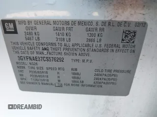 2012 Cadillac SRX Luxury Collection z VIN 3GYFNAE37CS576292, wystawiony jako IAAI lot #41048054 z przebiegiem 158 948 mil mil oraz . Historia ofert i sprzedaży dostępna na DreamBid. Obrazek 9.