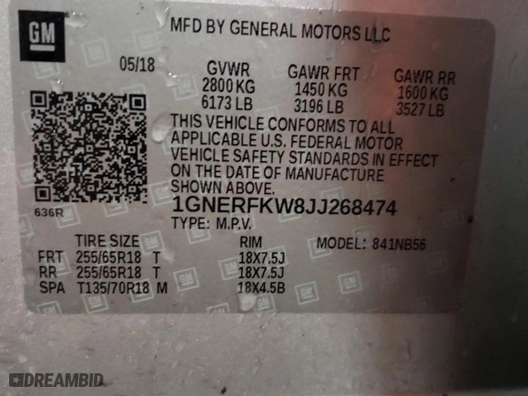 2018 Chevrolet Traverse LS with VIN 1GNERFKW8JJ268474, listed as a Copart auction lot 45890655 with 139,786 mi miles and Salvage Title. Bid and sale history available at carsss.com. Image 13.