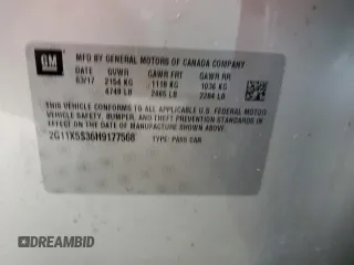 2017 Chevrolet Impala LS с VIN 2G11X5S36H9177568, выставлен на аукционе Copart как лот 47724965 с пробегом 46 079 миль миль и Списание • Salvage title. История ставок и продаж доступна на DreamBid. Изображение 12.