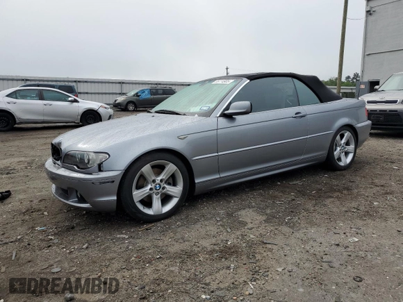2005 BMW 3 Series 325Ci with VIN WBABW33425PL36431, listed as a Copart auction lot 55774905 with 82,530 mi miles and Salvage title. Bid and sale history available at DreamBid. Image 1.