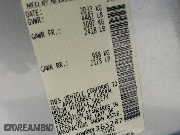 2022 Nissan Altima SV with VIN 1N4BL4DW8NN365287, listed as a Copart auction lot 49378025 with 15,402 mi miles and Non Repairable. Bid and sale history available at DreamBid. Image 15.