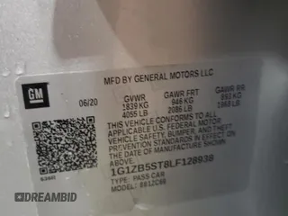 2020 Chevrolet Malibu LS with VIN 1G1ZB5ST8LF128938, listed as a Copart auction lot 55707305 with Not Provided miles and Salvage Title. Bid and sale history available at DreamBid. Image 13.