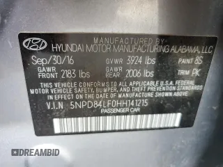 2017 Hyundai Elantra Limited with VIN 5NPD84LF0HH141215, listed as a Copart auction lot 53906375 with 101,141 mi miles and Salvage Title. Bid and sale history available at DreamBid. Image 12.