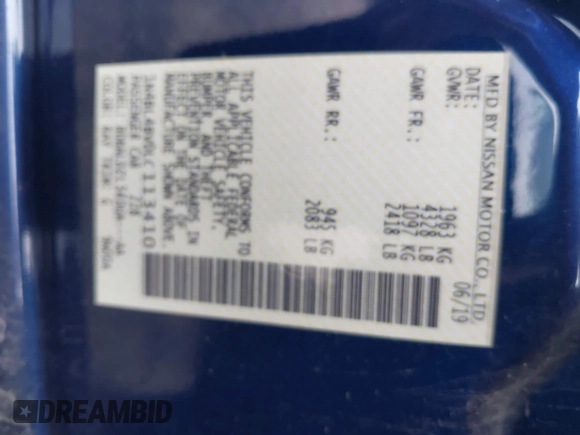 2020 Nissan Altima S z VIN 1N4BL4BV0LC113410, wystawiony jako IAAI lot #41500686 z przebiegiem 73 843 mil mil oraz . Historia ofert i sprzedaży dostępna na DreamBid. Obrazek 9.