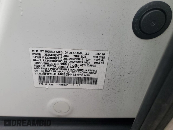 2016 Acura MDX w/Tech with VIN 5FRYD4H44GB054448, listed as a Copart auction lot 46647595 with 97,782 mi miles and Salvage Title. Bid and sale history available at carsss.com. Image 13.