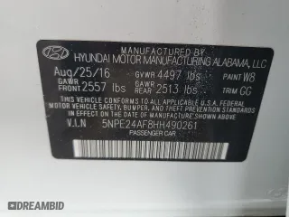 2017 Hyundai Sonata 2.4L with VIN 5NPE24AF8HH490261, listed as a Copart auction lot 51461505 with 114,059 mi miles and Salvage Title. Bid and sale history available at carsss.com. Image 15.