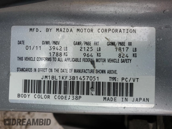 2011 Mazda 3 GX with VIN JM1BL1KF3B1457051, listed as a Copart auction lot 80745404 with 168,979 mi miles and Clean Title. Bid and sale history available at carsss.com. Image 13.
