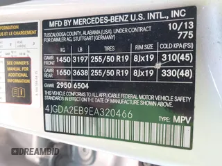 2014 Mercedes-Benz M 350 with VIN 4JGDA2EB9EA320466, listed as a IAAI auction lot 41994342 with 102,791 mi miles and . Bid and sale history available at DreamBid. Image 9.