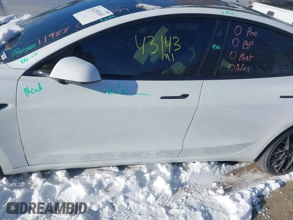 2021 Tesla Model 3 Performance with VIN 5YJ3E1EC1MF063445, listed as a IAAI auction lot 41293243 with 43,143 mi miles and . Bid and sale history available at DreamBid. Image 14.