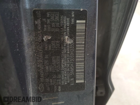 2009 Hyundai Santa Fe SE with VIN 5NMSH73E69H235016, listed as a Copart auction lot 56721295 with 180,214 mi miles and Salvage title. Bid and sale history available at DreamBid. Image 13.