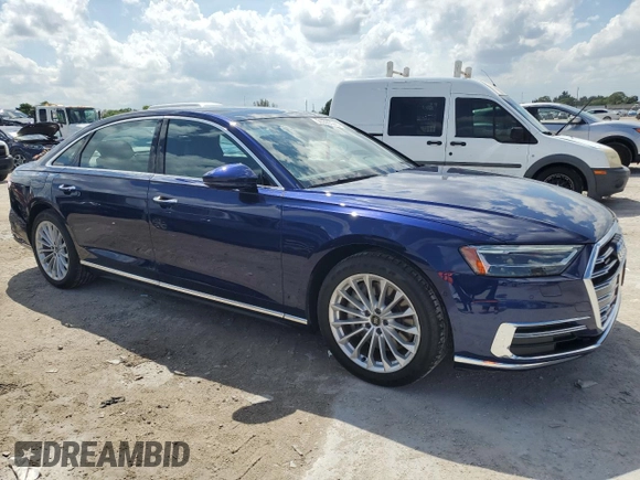 2021 Audi A8 with VIN WAU8DAF8XMN027495, listed as a Copart auction lot 50395145 with 19,508 mi miles and Salvage Title. Bid and sale history available at carsss.com. Image 4.