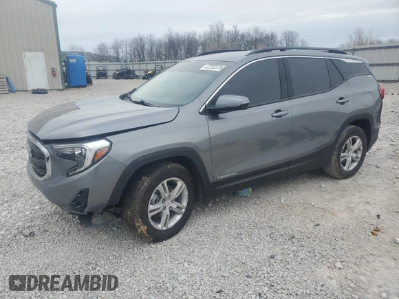 2020 GMC Terrain SLE with VIN 3GKALMEV5LL202108, listed as a Copart auction lot 47255375 with 44,187 mi miles and Salvage Title. Bid and sale history available at carsss.com. Image 1.
