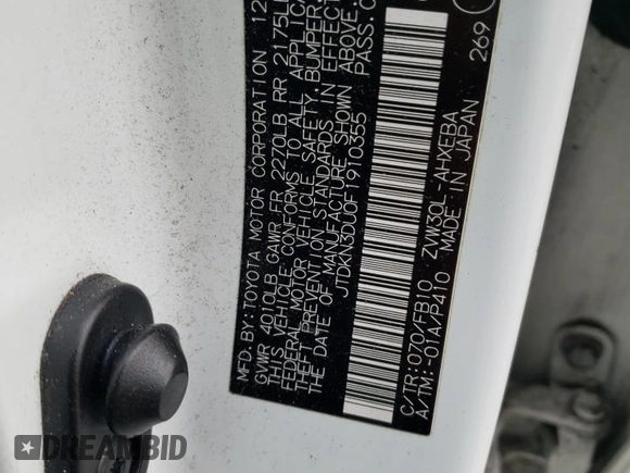 2015 Toyota Prius Four with VIN JTDKN3DU0F1910355, listed as a Copart auction lot 42115385 with 204,043 mi miles and Salvage Title. Bid and sale history available at carsss.com. Image 13.