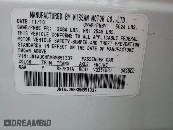 2011 Infiniti EX Journey с VIN JN1AJ0HRXBM851337, выставлен на аукционе Copart как лот 54880275 с пробегом 216 360 миль миль и Списание • Salvage title. История ставок и продаж доступна на DreamBid. Изображение 12.