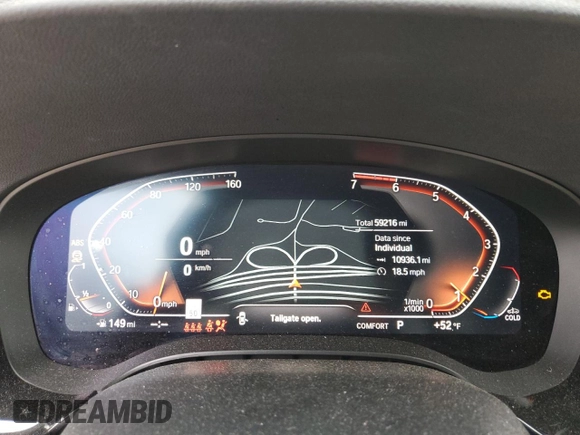 2021 BMW 5 Series 530i xDrive with VIN WBA13BJ07MCF93964, listed as a Copart auction lot 57125345 with 59,216 mi miles and Salvage title. Bid and sale history available at DreamBid. Image 9.
