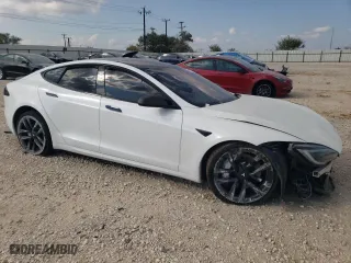 2023 Tesla Model S with VIN 5YJSA1E51PF518503, listed as a Copart auction lot 78571824 with 0 mi miles and Salvage Title. Bid and sale history available at carsss.com. Image 4.