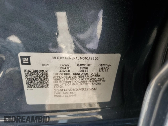 2021 Cadillac CT4 Luxury z VIN 1G6DJ5RKXM0125242, wystawiony jako Copart lot #54506465 z przebiegiem 74 390 mil mil oraz Szkody całkowita. Historia ofert i sprzedaży dostępna na DreamBid. Obrazek 12.