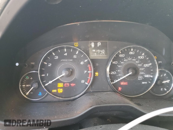 2012 Subaru Legacy 2.5i with VIN 4S3BMCA66C3037980, listed as a Copart auction lot 84121144 with 191,177 mi miles and Salvage Title. Bid and sale history available at carsss.com. Image 9.