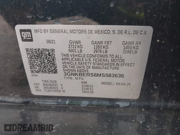 2021 Chevrolet Blazer RS z VIN 3GNKBERS6MS583636, wystawiony jako IAAI lot #42320045 z przebiegiem 75 198 mil mil oraz . Historia ofert i sprzedaży dostępna na DreamBid. Obrazek 9.