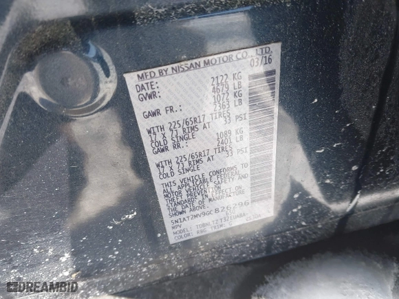 2016 Nissan Rogue S with VIN 5N1AT2MV9GC826296, listed as a IAAI auction lot 41573007 with 111,284 mi miles. Bid and sale history available at carsss.com. Image 9.