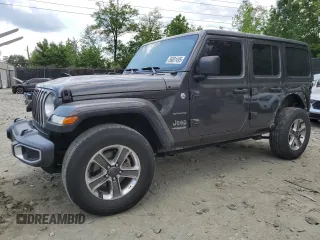 2021 Jeep Wrangler Unlimited Sahara with VIN 1C4HJXEN2MW645748, listed as a Copart auction lot 56001495 with 88,737 mi miles and Salvage title. Bid and sale history available at DreamBid. Image 1.