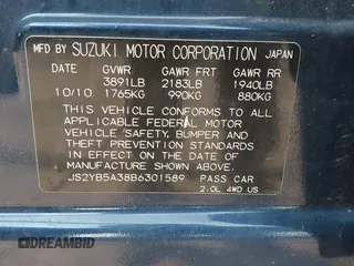2011 Suzuki SX4 Crossover with VIN JS2YB5A38B6301589, listed as a IAAI auction lot 40112766 with 128,323 mi miles. Bid and sale history available at carsss.com. Image 9.