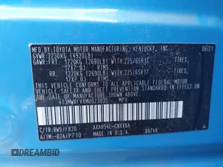 2021 Toyota RAV4 Hybrid LE with VIN 4T3MWRFVXMU023035, listed as a IAAI auction lot 41514191 with 30,669 mi miles. Bid and sale history available at carsss.com. Image 9.