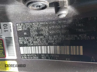 2016 Toyota Sienna LE AAS with VIN 5TDKK3DC3GS765784, listed as a IAAI auction lot 41759100 with 119,218 mi miles. Bid and sale history available at carsss.com. Image 9.