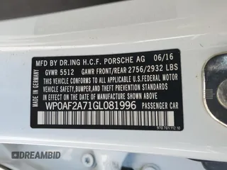 2016 Porsche Panamera GTS z VIN WP0AF2A71GL081996, wystawiony jako Copart lot #50049303 z przebiegiem 87 940 mil mil oraz . Historia ofert i sprzedaży dostępna na DreamBid. Obrazek 12.