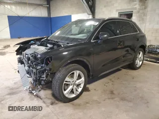 2020 Audi Q3 S line Premium with VIN WA1DECF36L1124076, listed as a Copart auction lot 50827554 with 65,698 mi miles and Salvage Title. Bid and sale history available at carsss.com. Image 1.