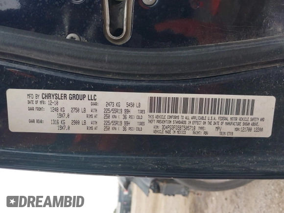 2011 Dodge Journey Crew with VIN 3D4PG3FG5BT505718, listed as a IAAI auction lot 42423904 with 185,902 mi miles and . Bid and sale history available at DreamBid. Image 9.