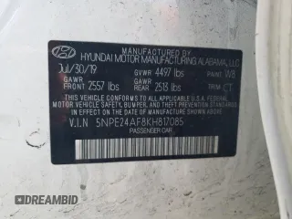 2019 Hyundai Sonata SE with VIN 5NPE24AF8KH817085, listed as a Copart auction lot 46851365 with 66,834 mi miles and Salvage Title. Bid and sale history available at DreamBid. Image 15.