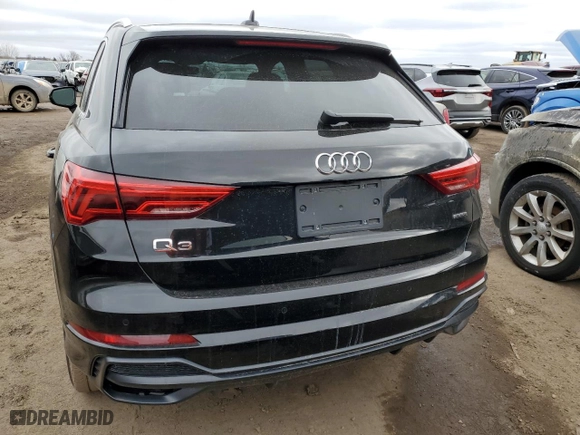 2022 Audi Q3 S line Premium Plus with VIN WA1EECF39N1082395, listed as a Copart auction lot 43380925 with 27,937 mi miles and Salvage Title. Bid and sale history available at carsss.com. Image 6.