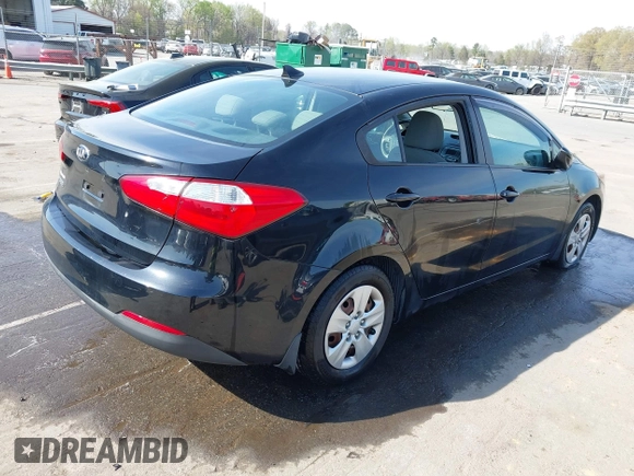 2014 Kia Forte LX with VIN KNAFK4A69E5147424, listed as a IAAI auction lot 41913598 with 117,503 mi miles. Bid and sale history available at carsss.com. Image 4.