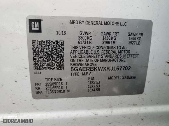2019 Buick Enclave Essence with VIN 5GAERBKWXKJ167702, listed as a Copart auction lot 49795655 with NaN miles and Clean Title. Bid and sale history available at carsss.com. Image 13.