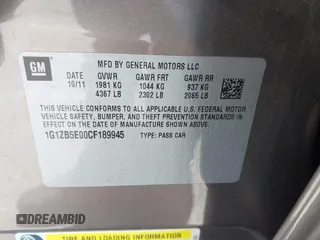 2012 Chevrolet Malibu 1LS with VIN 1G1ZB5E00CF189945, listed as a IAAI auction lot 42096499 with 121,370 mi miles and . Bid and sale history available at DreamBid. Image 9.