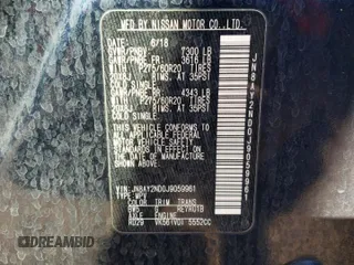 2018 Nissan Armada SV with VIN JN8AY2ND0J9059961, listed as a Copart auction lot 46755125 with 126,792 mi miles and Salvage Title. Bid and sale history available at carsss.com. Image 13.