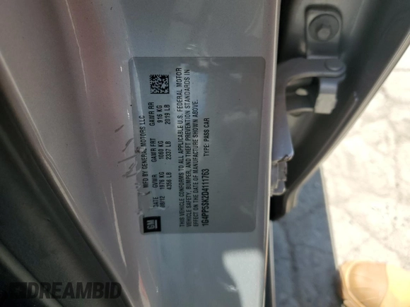 2013 Buick Verano with VIN 1G4PP5SK2D4111763, listed as a Copart auction lot 62996155 with 149,451 mi miles and Salvage title. Bid and sale history available at DreamBid. Image 12.