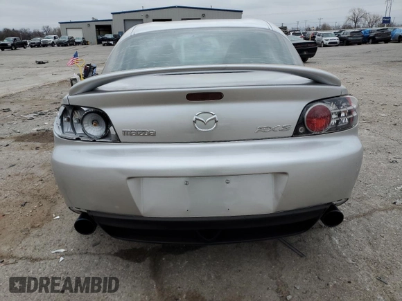 2004 Mazda RX-8 with VIN JM1FE17N540130784, listed as a Copart auction lot 86634014 with 122,828 mi miles and Clean Title. Bid and sale history available at carsss.com. Image 6.