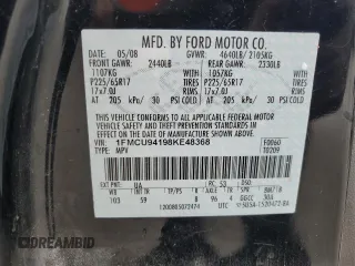 2008 Ford Escape Limited with VIN 1FMCU94198KE48368, listed as a Copart auction lot 60950934 with 246,923 mi miles and Salvage Title. Bid and sale history available at carsss.com. Image 13.