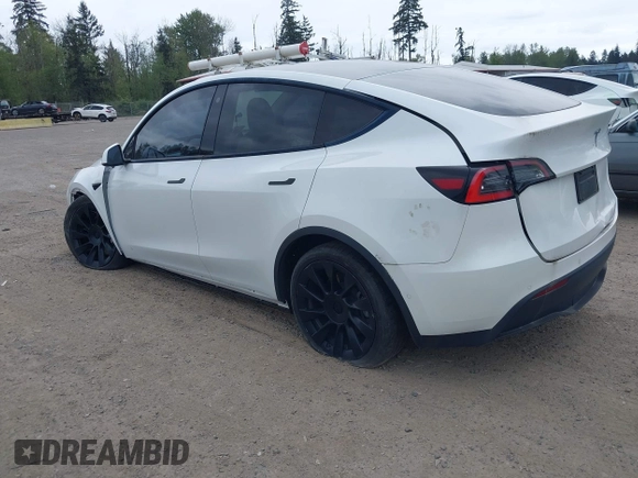 2021 Tesla Model Y Standard Range with VIN 5YJYGDED9MF121828, listed as a IAAI auction lot 42119518 with 34,454 mi miles and . Bid and sale history available at carsss.com. Image 3.