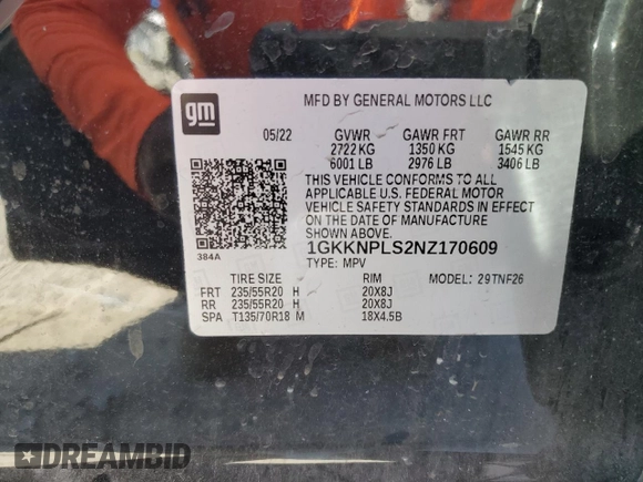2022 GMC Acadia Denali with VIN 1GKKNPLS2NZ170609, listed as a Copart auction lot 41410345 with 46,821 mi miles and Non Repairable. Bid and sale history available at carsss.com. Image 13.
