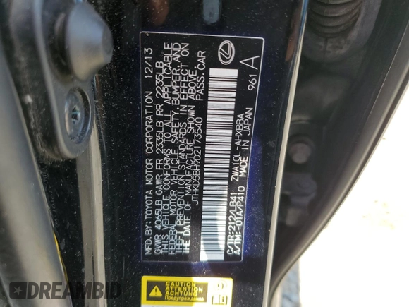 2013 Lexus CT 200h z VIN JTHKD5BH9D2173540, wystawiony jako Copart lot #62371555 z przebiegiem 170 041 mil mil oraz Czysty tytuł • Clean title. Historia ofert i sprzedaży dostępna na DreamBid. Obrazek 12.