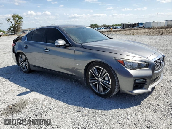 2014 Infiniti Q50 Hybrid Sport with VIN JN1AV7AP0EM691995, listed as a Copart auction lot 51041375 with Not Provided miles and Salvage Title. Bid and sale history available at carsss.com. Image 4.