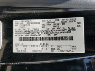 2016 Ford Escape SE with VIN 1FMCU0G71GUA50666, listed as a Copart auction lot 52905265 with 125,593 mi miles and Salvage Title. Bid and sale history available at carsss.com. Image 13.