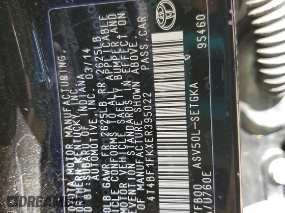 2014 Toyota Camry L with VIN 4T4BF1FKXER395022, listed as a Copart auction lot 48409595 with 131,585 mi miles and Salvage Title. Bid and sale history available at carsss.com. Image 12.