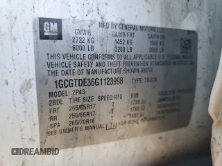 2016 Chevrolet Colorado 4WD Z71 z VIN 1GCGTDE36G1123998, wystawiony jako Copart lot #43847215 z przebiegiem 163 847 mil mil oraz Szkoda całkowita • Salvage title. Historia ofert i sprzedaży dostępna na DreamBid. Obrazek 12.